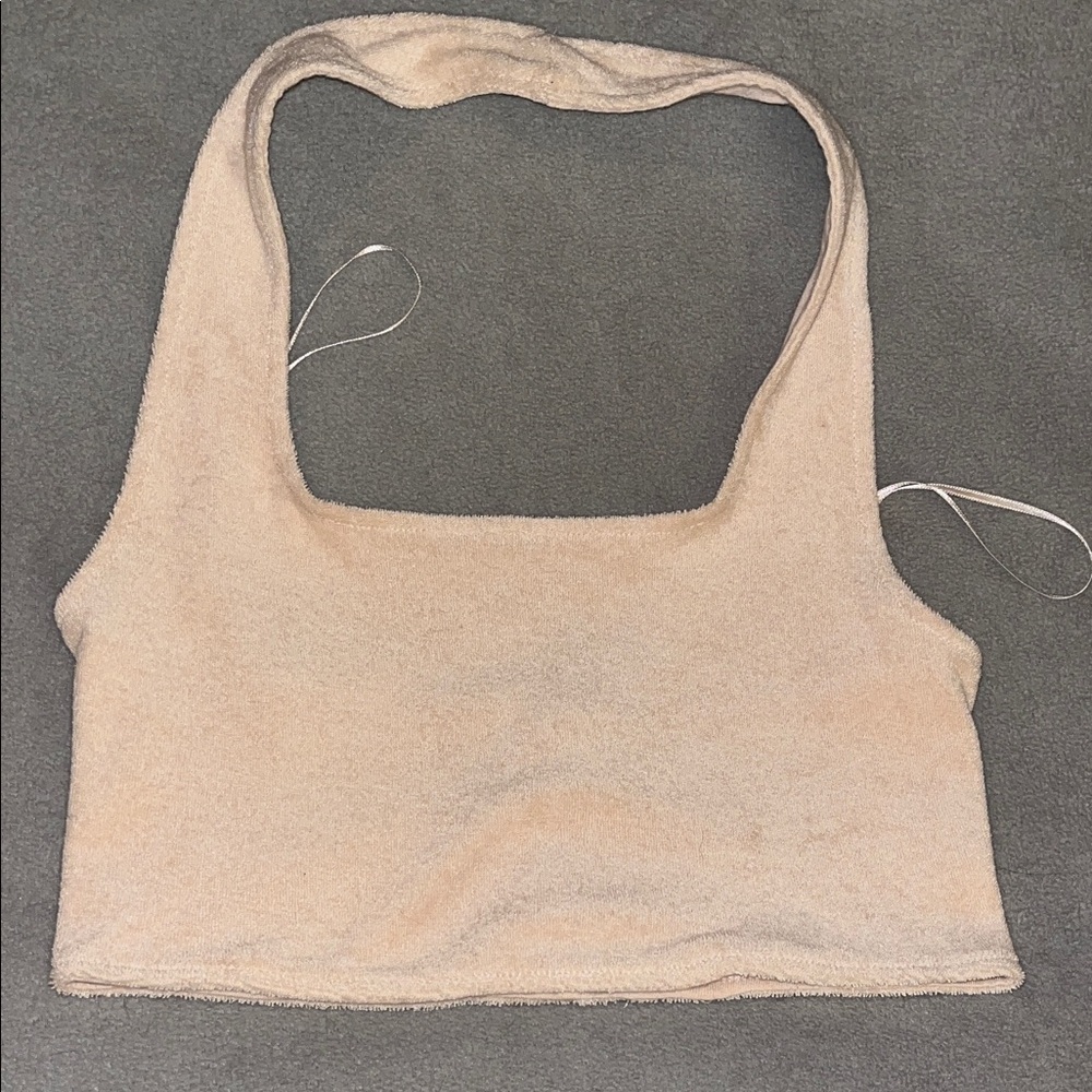 Gianni Bini Tan Crop Halter Top